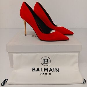Balmain Women's Red & Gold Ruby Decollete Stiletto Heels - EU37/US7